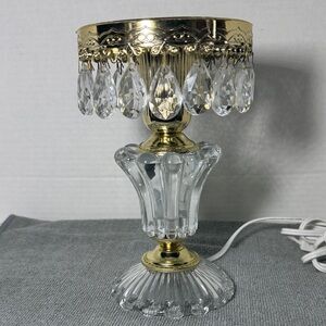 MICHELOTTI glass table lamp for living room, 18 crystals, silver assembly,